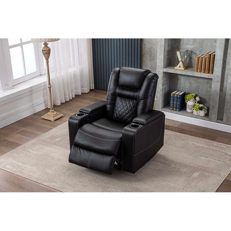 Fauteuil inclinable en cuir Artemiy, Similicuir noir