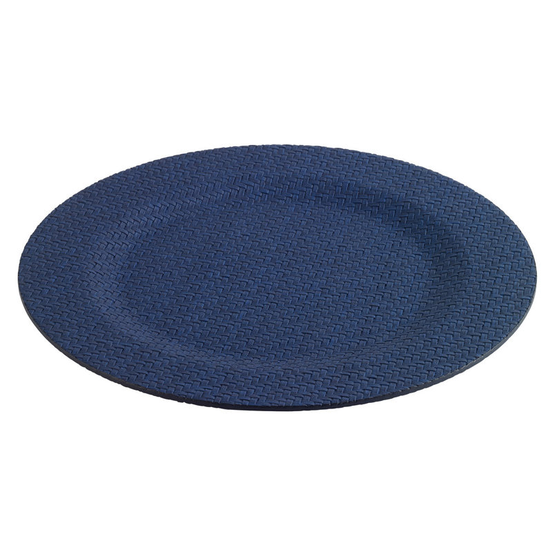 Wicker Vinyl Chargers, Navy