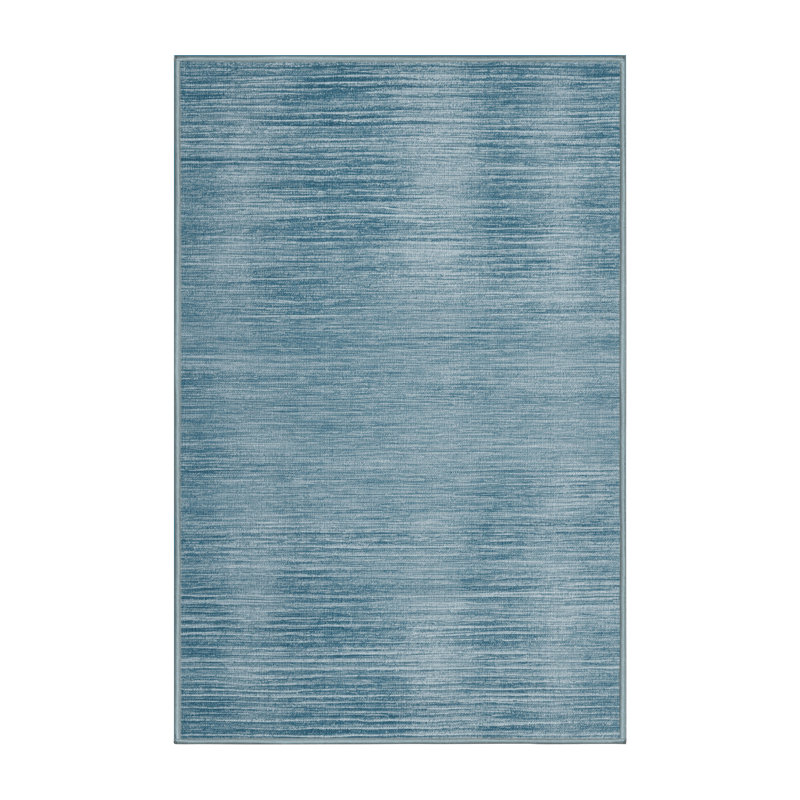 Tapis bleu uni lavable à la machine, Rectangle 7 pi x 9 pi