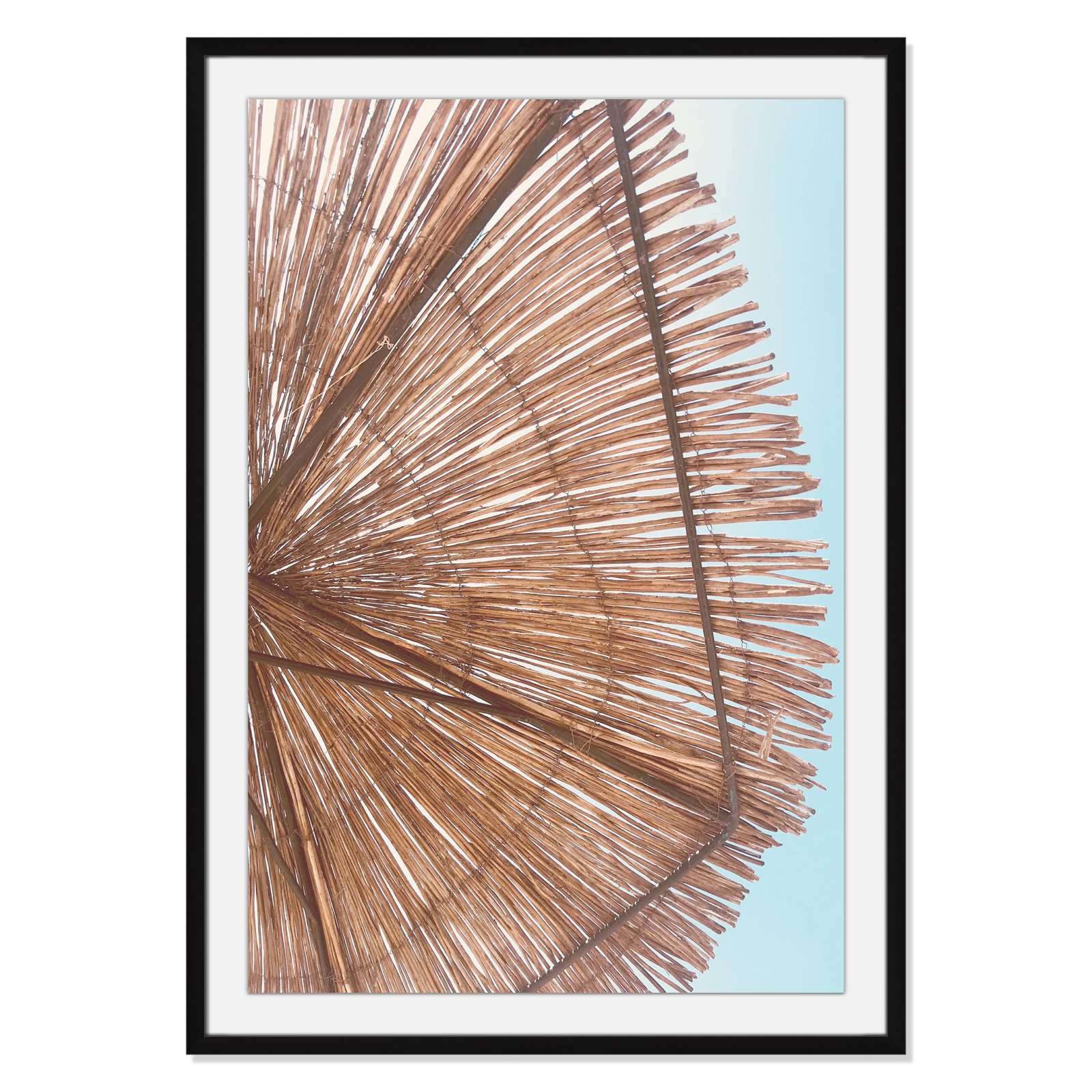 Rosy Straw Umbrella - Picture Frame Photograph, 41.50" H x 29.50" W x 1.25" D, Satin Black