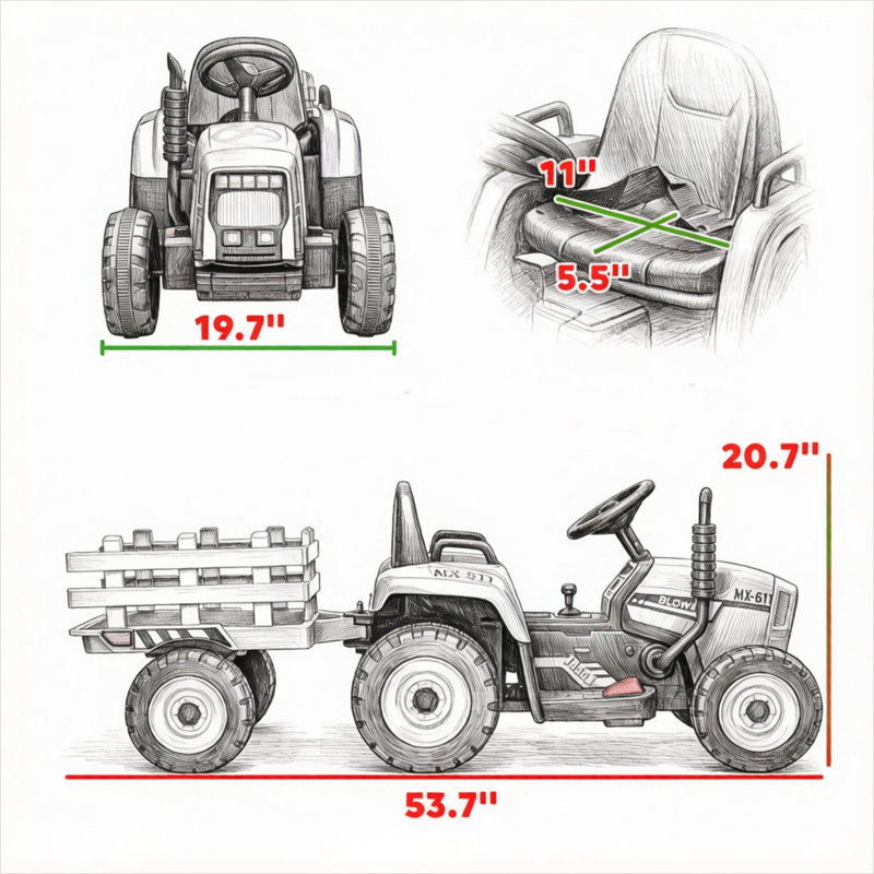 Poussette à DEL avec jouets pour bébé, combinant structure verte et grise de 53,8 po x 19,8 po x 20,8 po