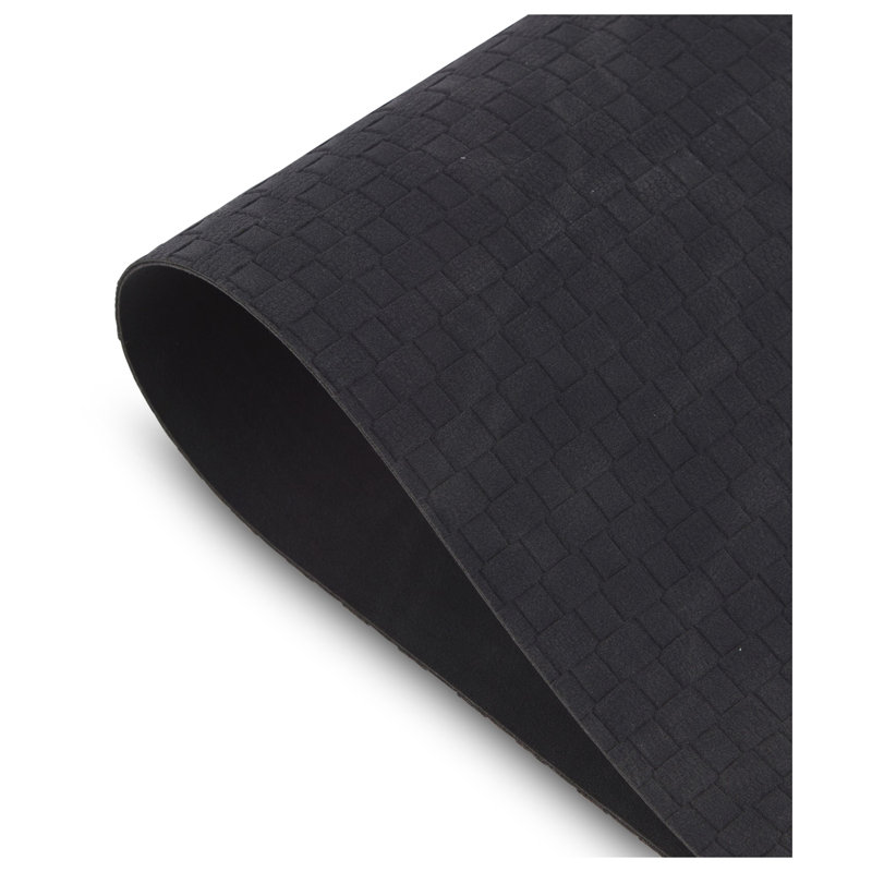 Dainty Home Sorento Vegan Leather Reversible Pattern to Solid 12" x 18" Rectangular Placemat Set, Sorento Black
