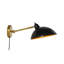 1-Light Plug-in Black/Brass Armed Sconce