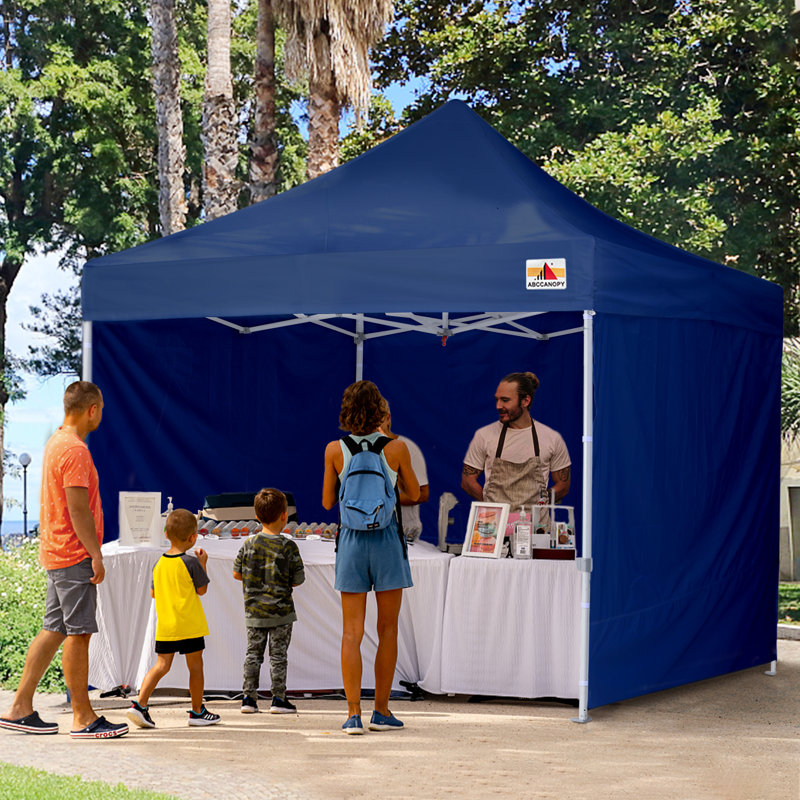 Navy Blue 10' x 10' Metal Pop-Up Canopy Tent with Sidewalls