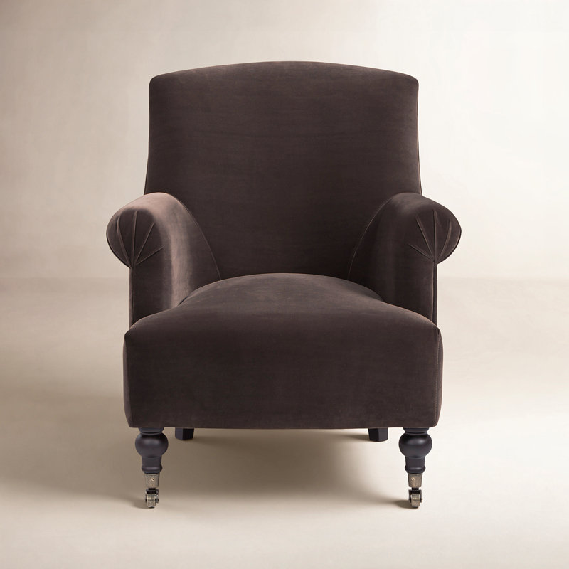 Naine Upholstered Velvet Armchair, Brown
