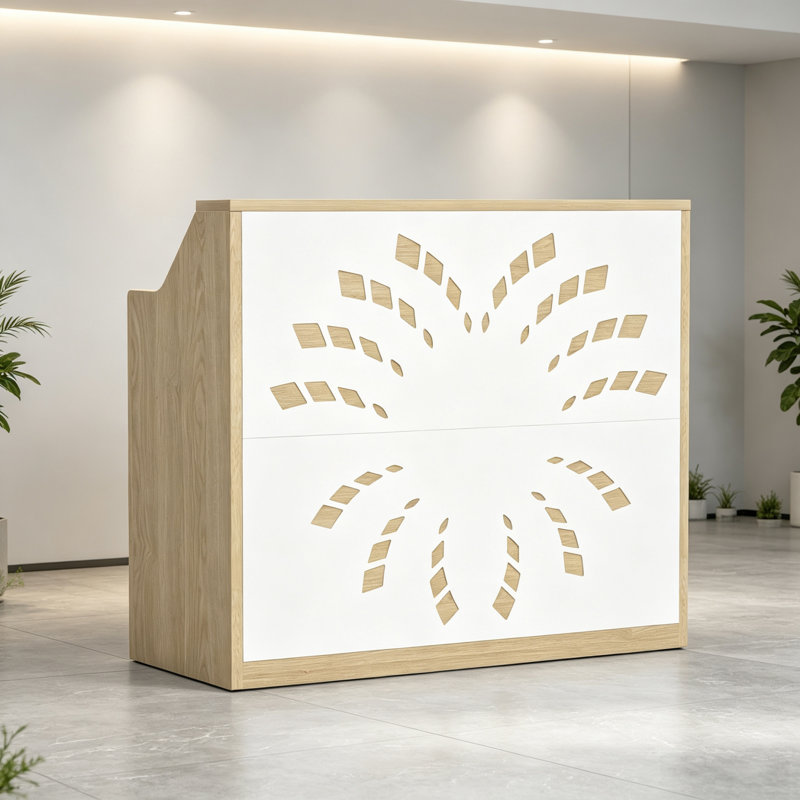 Bureau de réception de 47 po avec mini chariot roulant‌, bureau de réception, convient aux halls d'entrée, bureaux et salons de beauté