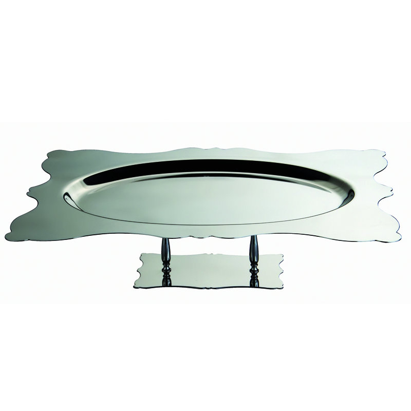Plateau rectangulaire avec support Dolce Vita - 6 pièces - Acier inoxydable, H 2,76 po x L 22,05 po x l 15,75 po, Argent