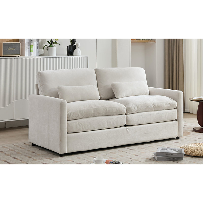 Chenille, beige, coussin à deux couches, confortable surdimensionné pour le salon, soulagement des accoudoirs, détente, Beige
