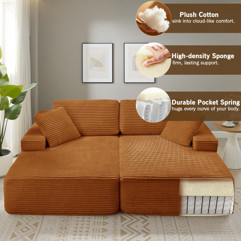 Très grand canapé-lit double 78,8 po, Orange