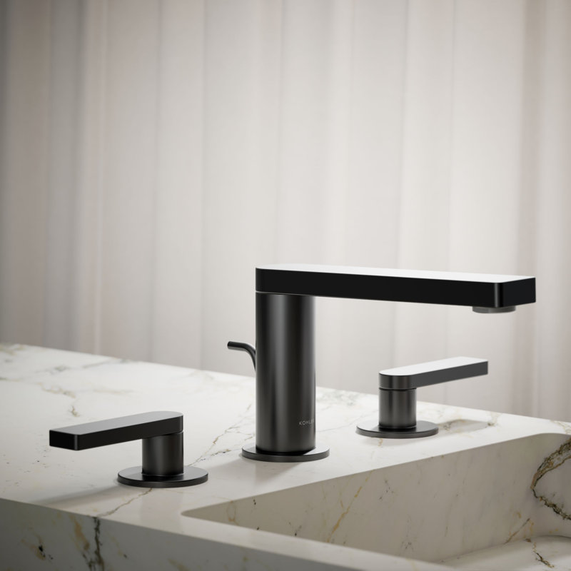 Composed Widespread Bathroom Faucet with Drain Assembly, Matte Black