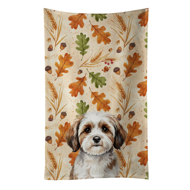 Parti-color Havanese Heirloom Fall Kitchen Towel, Parti-color Havanese