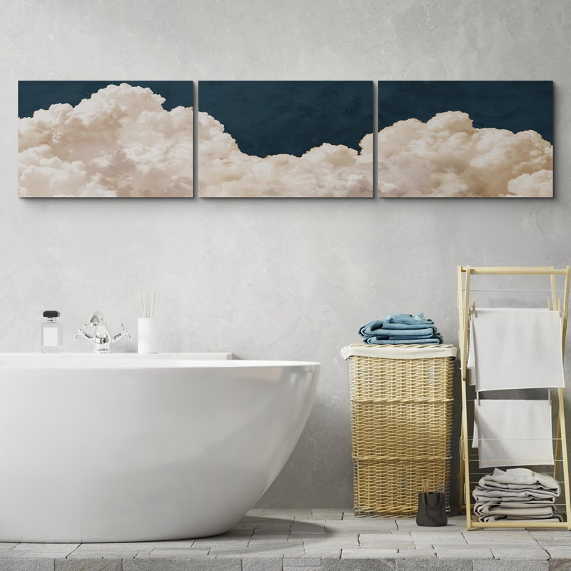 Illustration de nuages duveteux - 3 pièces, Toile tendue, H 24 po x l 36 po