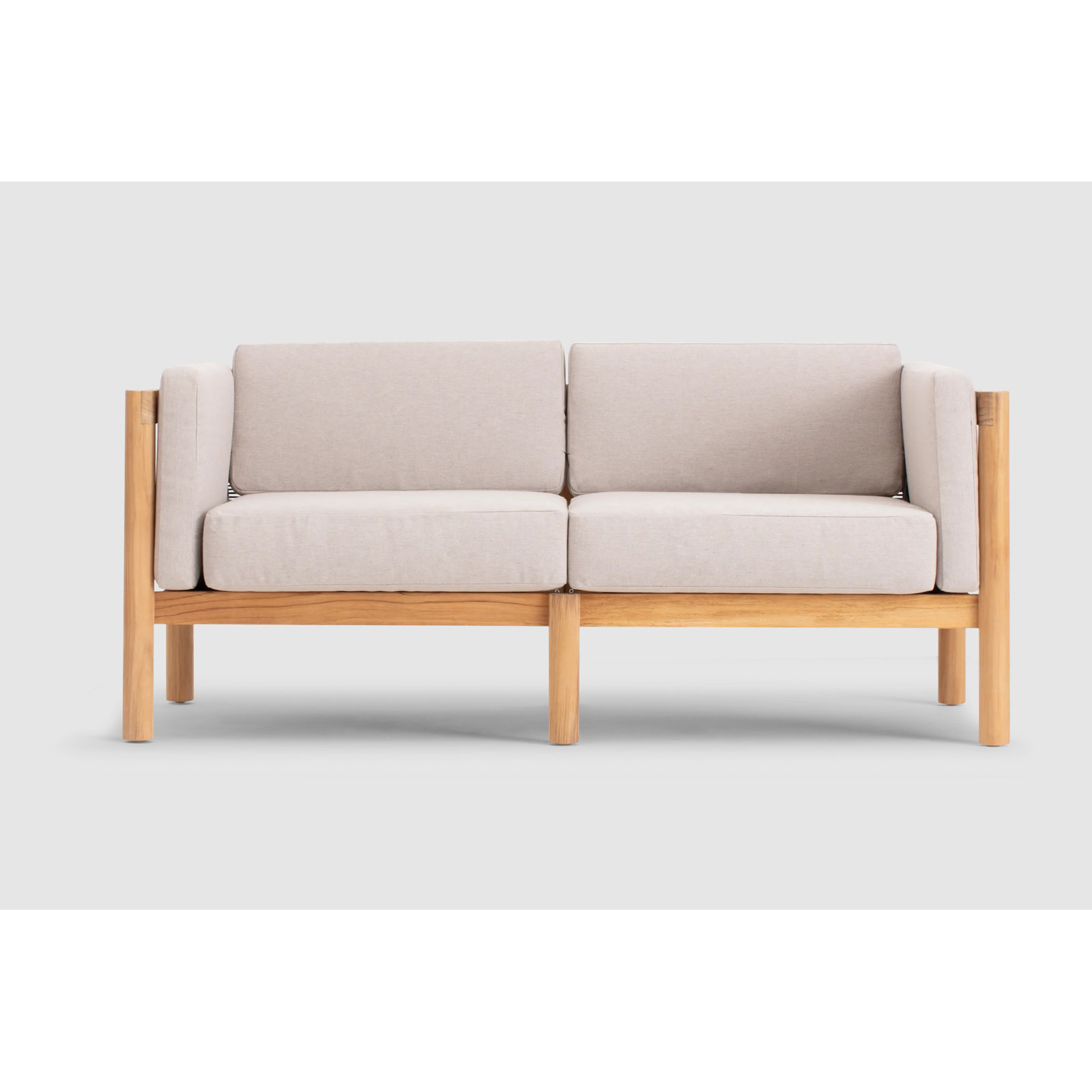 Haven Teak Outdoor Sofa with Sunbrella Cushions, Sunbrella Ashe