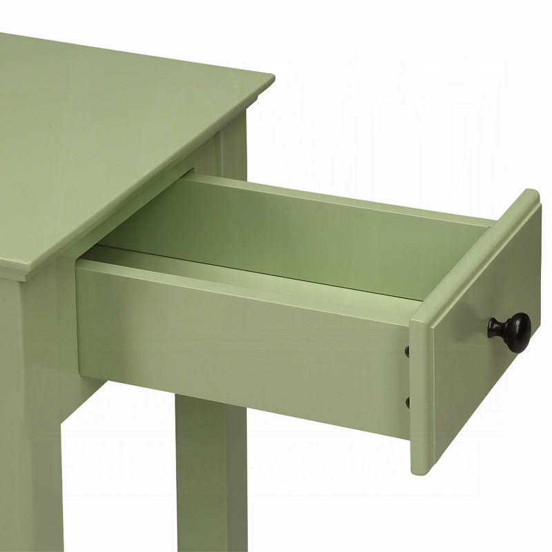 Bhairavi Transitional Wooden Rectangular End Table with Storage, Light Green, 23" H x 13" W x 22" D Duplicate