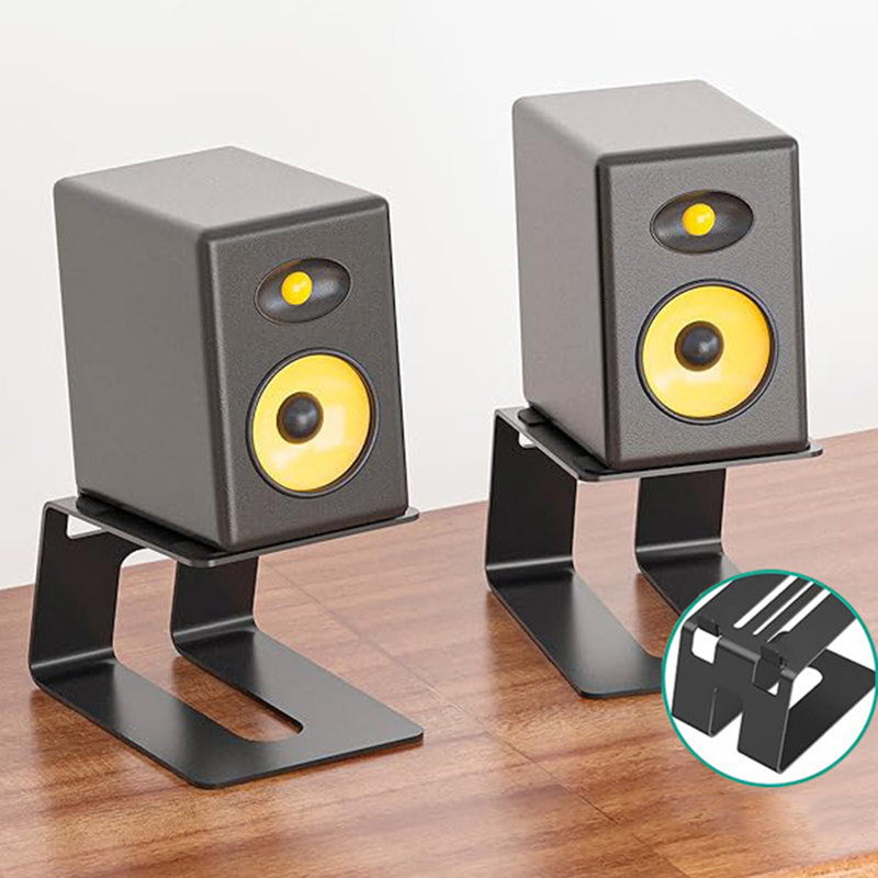 2Pcs Desktop Speaker Stand Storage Bracket with Vibration Absorption Pad Studio Monitor