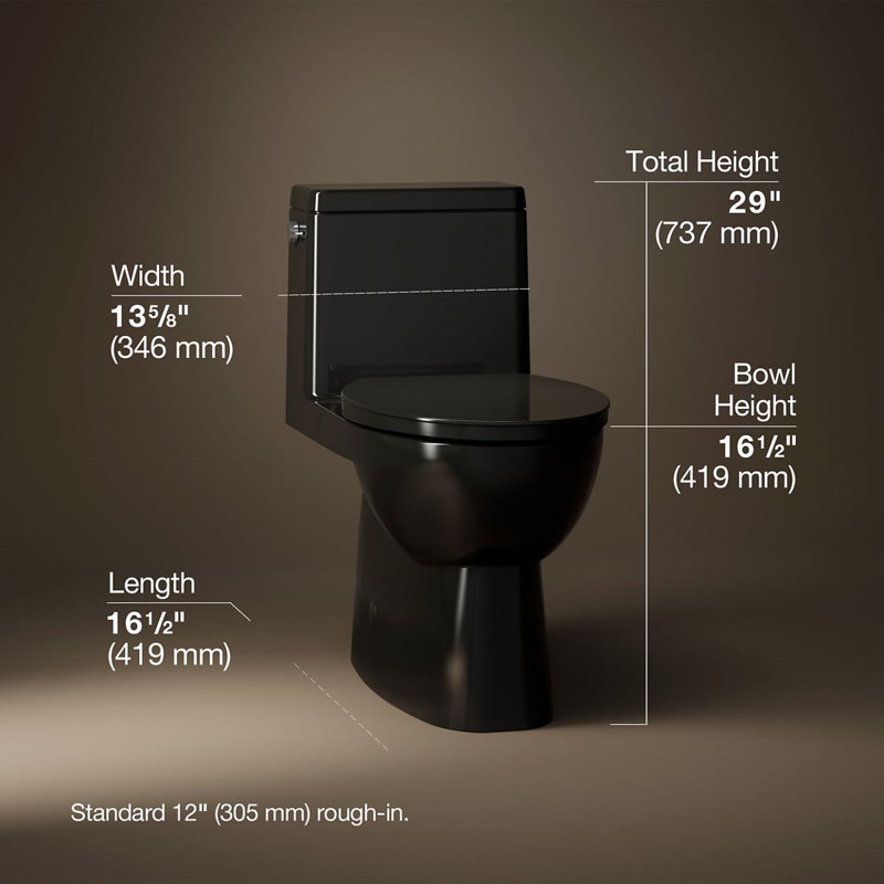 Reach™ 1.28 GPF Water Efficient Elongated Toilet, Black
