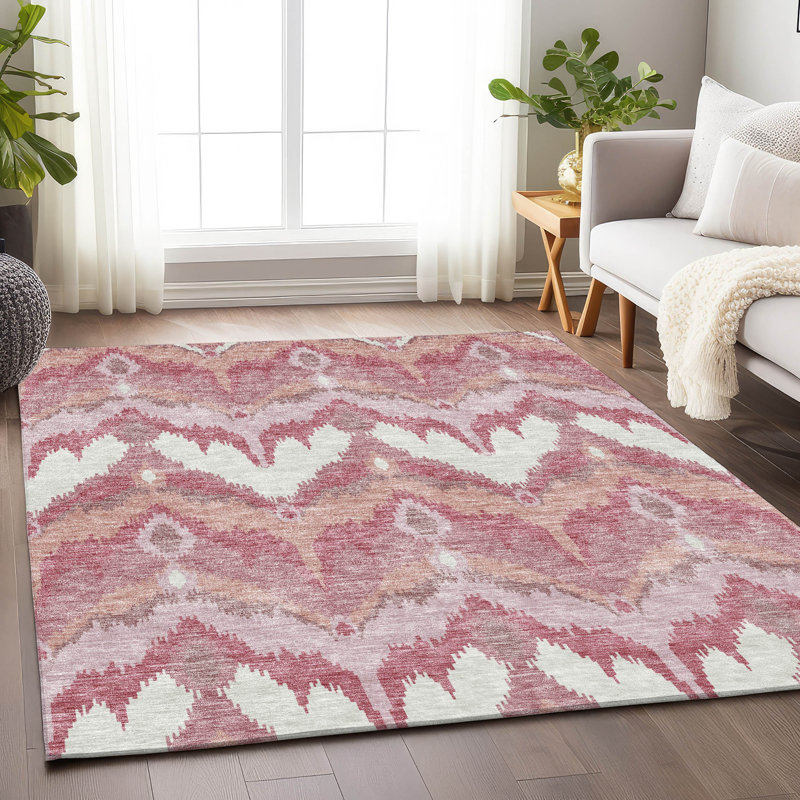 Premium Machine Washable Prisco Blush Rug, Rectangle 8' x 10'