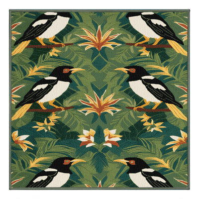 Washable Mynah Birds Hawaiian Area Rug
