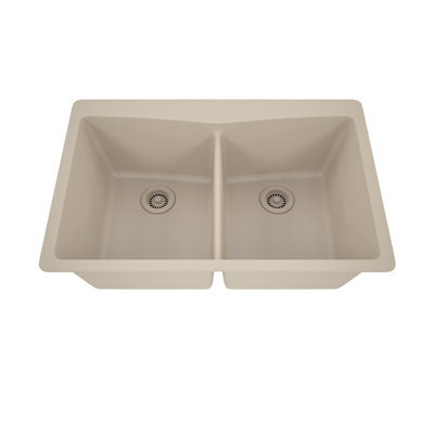 33-Inch Platinum Quartz Composite Drop-in Undermount 50/50 Double Bowl Kitchen Sink -  Lexicon Quartz, LP-800TM-B-SO