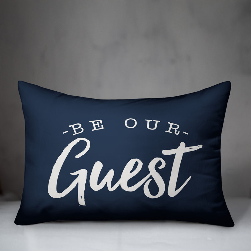 Textual Outdoor Throw Pillow, Navy