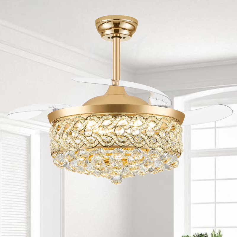 Ventilateur de plafond 42 po Fandelier Crystal, Doré