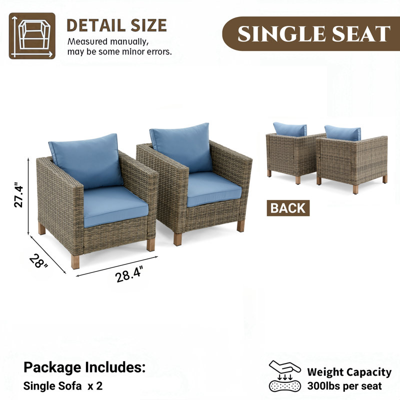 Wicker Outdoor Lounge Chair, Blue