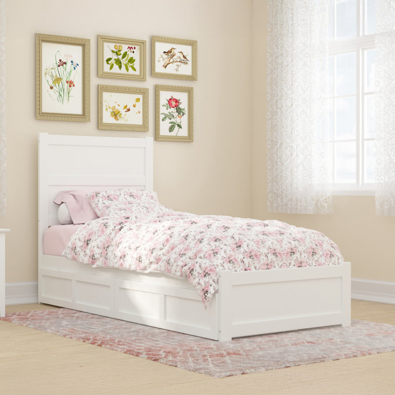 Ney Solid Wood Storage Bed, Twin, White, Yes