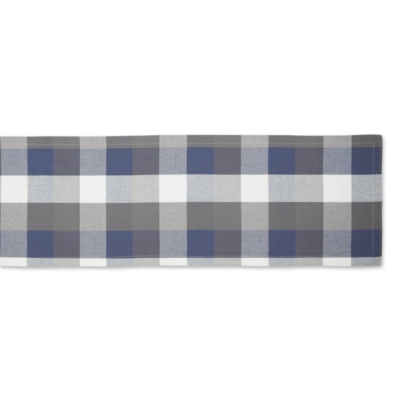 Betzaida Checkered 100% Cotton Table Runner, French Blue, 14" L x 72" W