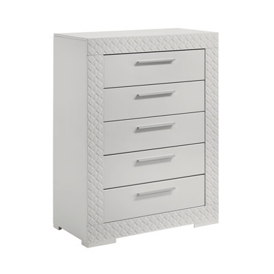 Commode 5 tiroirs en bois blanc Blanca