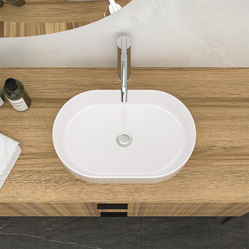 Lavabo de salle de bain vasque ovale en céramique blanche 19,31X12,19 pouces