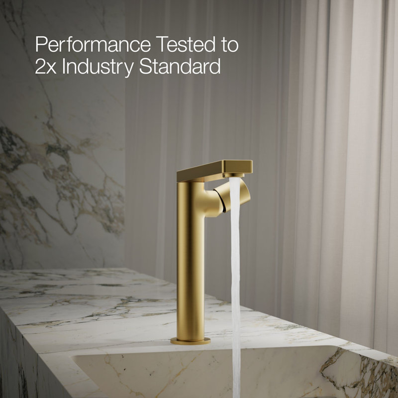 Single-Handle Bathroom Faucet with Drain Assembly, Vibrant Brushed Moderne Brass