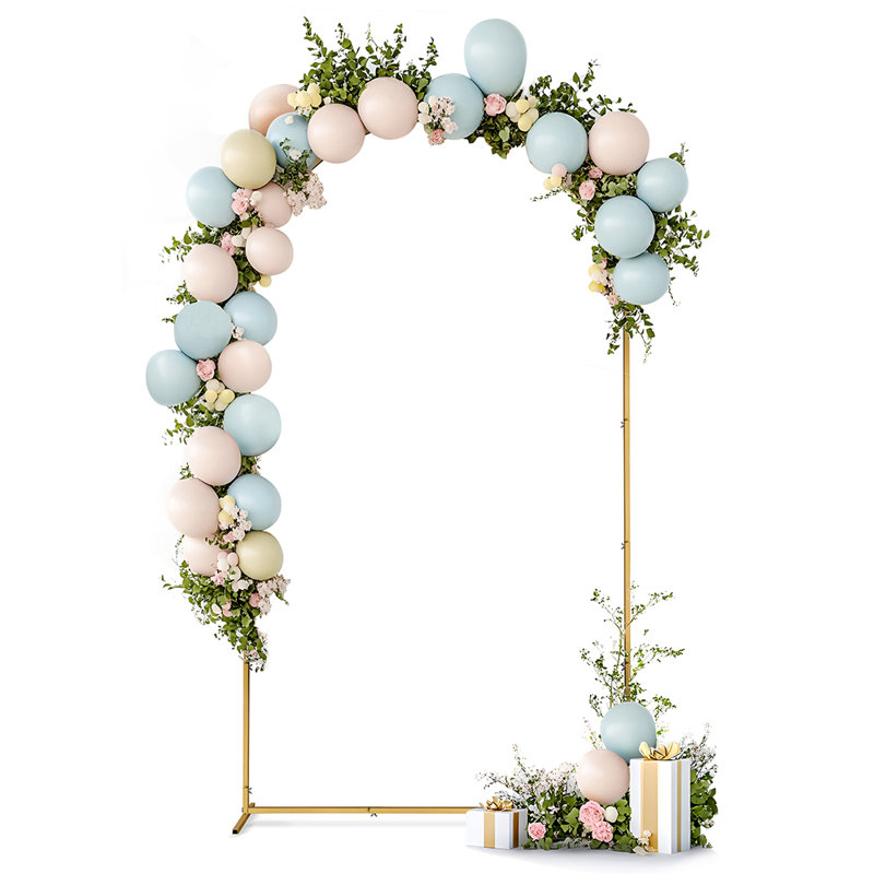 Support de fond en forme de voûte de mariage en métal doré 7,2 pi, support de fond en forme de ballon pour les fêtes