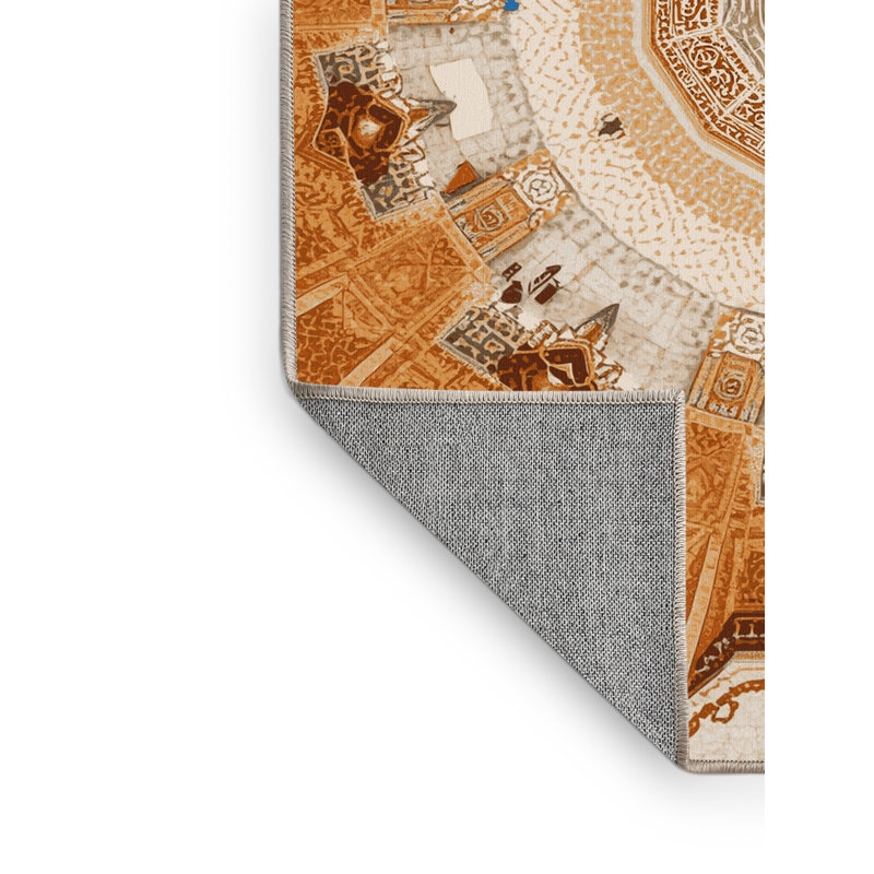 Tapis oriental beige lavable à la machine - Reliure beige, 8x12