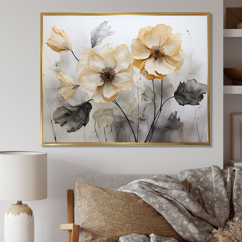 Minimalisme Morning Glory - Morning Glory, impression sur toile encadrée, Cadre flottant doré, H 24 po x l 32 po x P 1 po