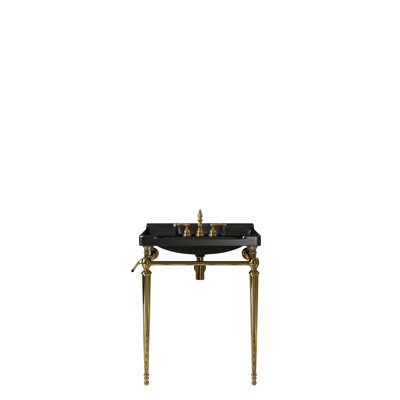 Lavabo de console de salle de bain mural avec trous de robinet pré-percés, pieds de support autoportants et barre à serviettes, idéal pour un décor de salle de bain moderne