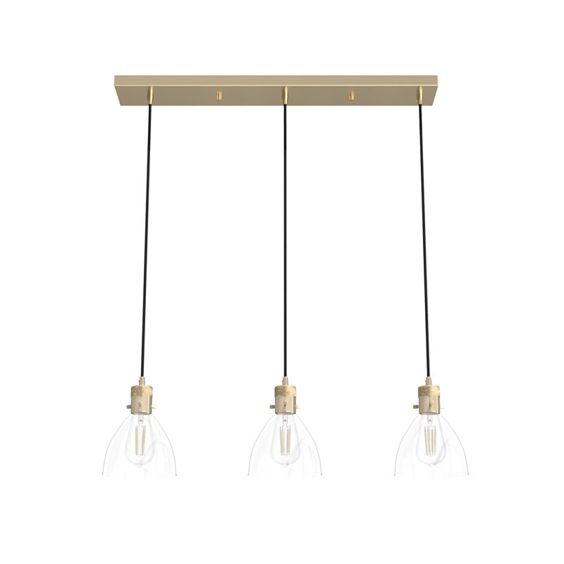 Van Nuys 3 Light Linear Cluster Pendant, Gold