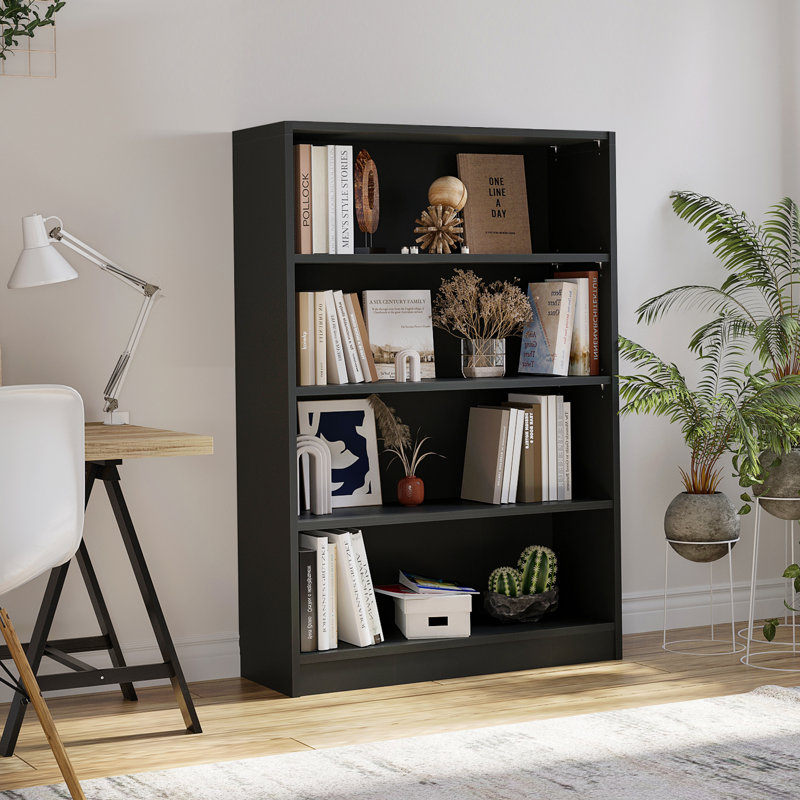 Cremorne Modern Standard Bookcase, Black, (4 shelves) 48" H x 33" W x 11.6" D