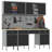Set Of 8 Black Steel Large Adjustable Feet Work Cabinet