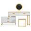 Coiffeuse de style moderne avec armoire latérale mobile et 4 tiroirs, coiffeuse de grande taille avec miroir et lumière DEL 3 couleurs, table de maquillage avec tabouret