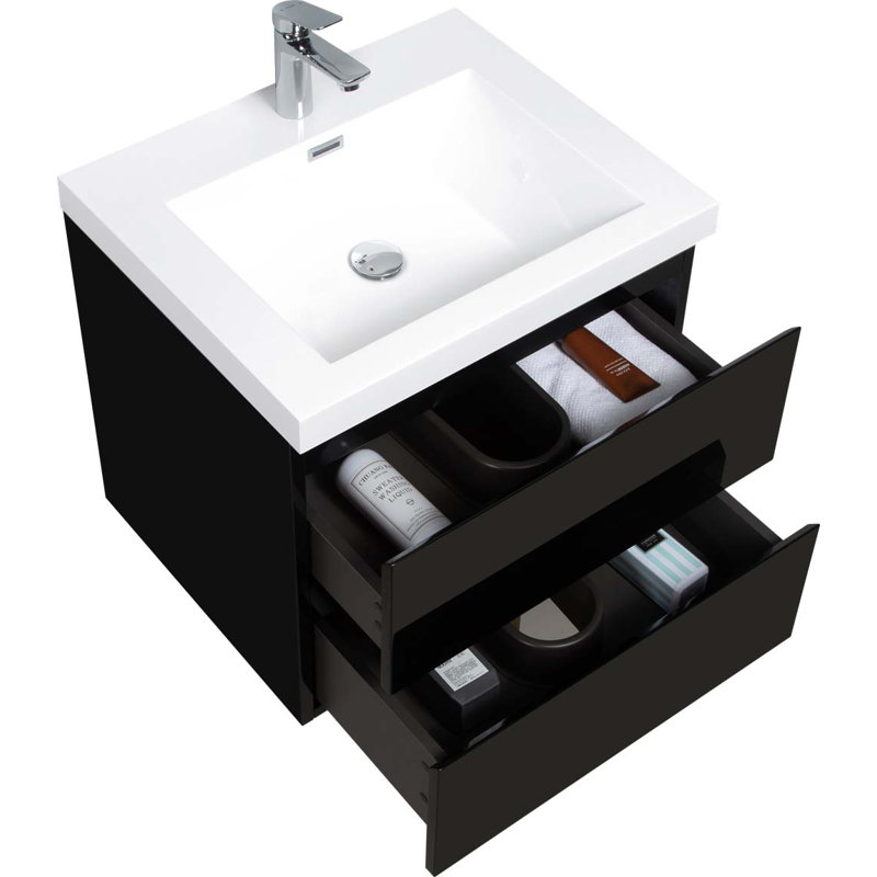 Ensemble de meuble-lavabo simple 23,63 po avec plateau en résine Armetha