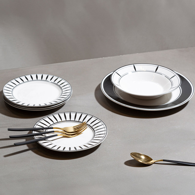 Bryany Porcelain China Dinnerware Set 12 Piece - Service for 4