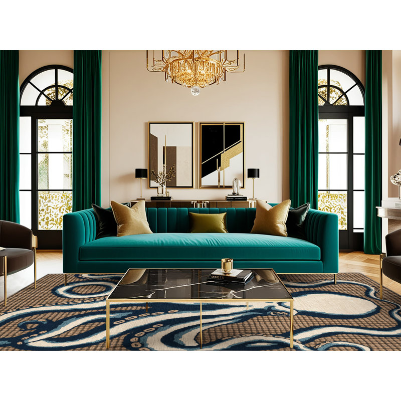 Washable Octopus Nautical Area Rug, Rectangle 7' x 9'