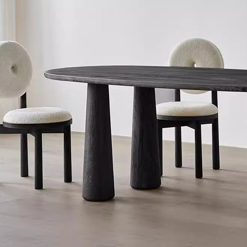 Table multifonctionnelle ovale en bois de frêne durable, Noir, H 29,52 po x L 55,11 po x l 27,55 po