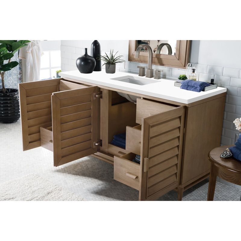 Meuble-lavabo simple l 60 po Broeder, Blanc Zeus, 8 po