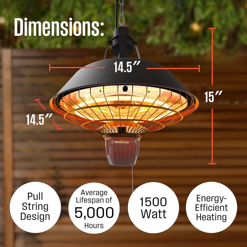 Chauffe-terrasse électrique suspendu 1500 Watts
