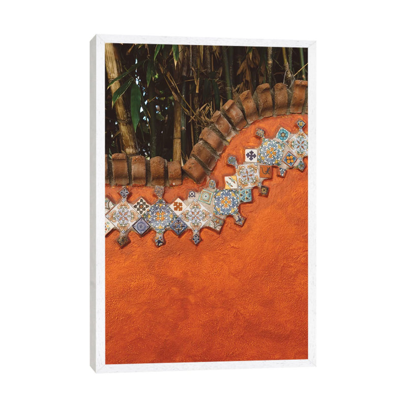 Mexican Tile by Bethany Young - Print on Canvas, 152.4cm H x 101.6cm W x 3.81cm D, White Framed