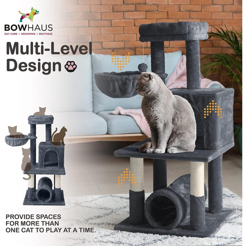 Cat Scratching Pad and Cat Toys, H 40,16 po x l 18,9 po x P 18,9 po, Gris
