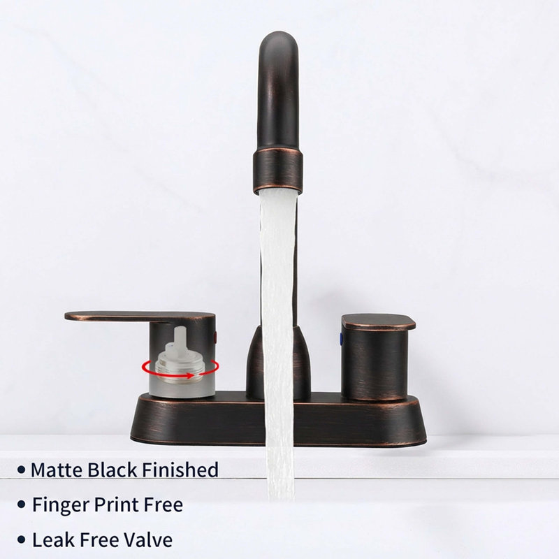 Bathroom Faucet Oil Rubbed Bronze 2-Handle Bathroom Sink Faucet 360 Degree High Arc Swivel Spout Centerset 4 Inch Vanity Faucet RV Bathroom Faucet 2/3 Holes Lavatory Faucet
