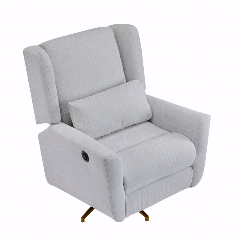 Fauteuil électrique pivotant avec fonction inclinable et pivotant à 360 ° avec base inclinable dorée, Tissu gris