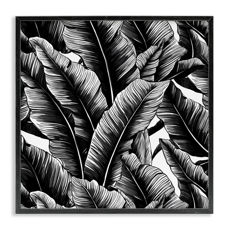 Art "Black Bold Fronds" par Walker Noble bg-056, Giclée encadrée noir minuit, H 24 po x l 24 po